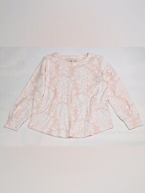 NWT LOFT Pink White Chenille Raised Floral Print Long-Sleeve Top Women’s LP